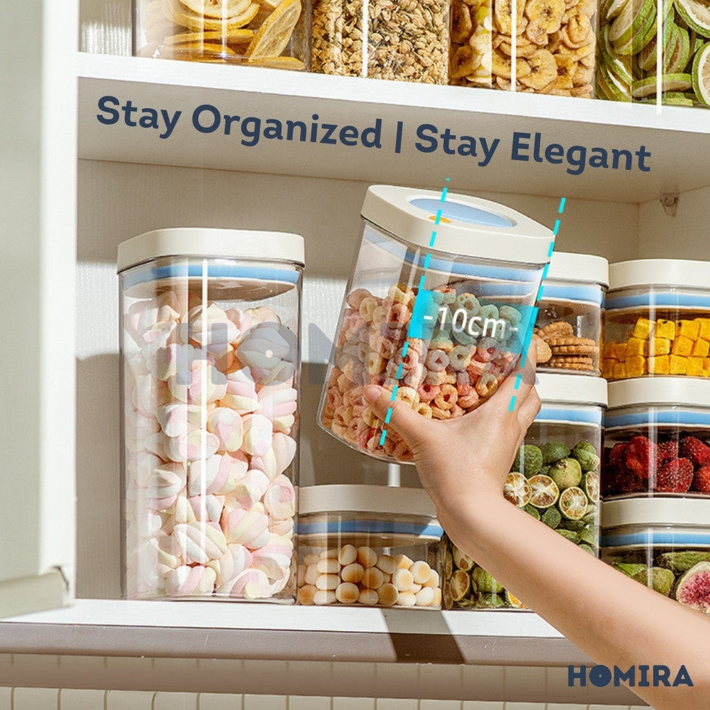 Homira Press Type Airtight Food Container Stackable 380ml /1100ml /1800ml