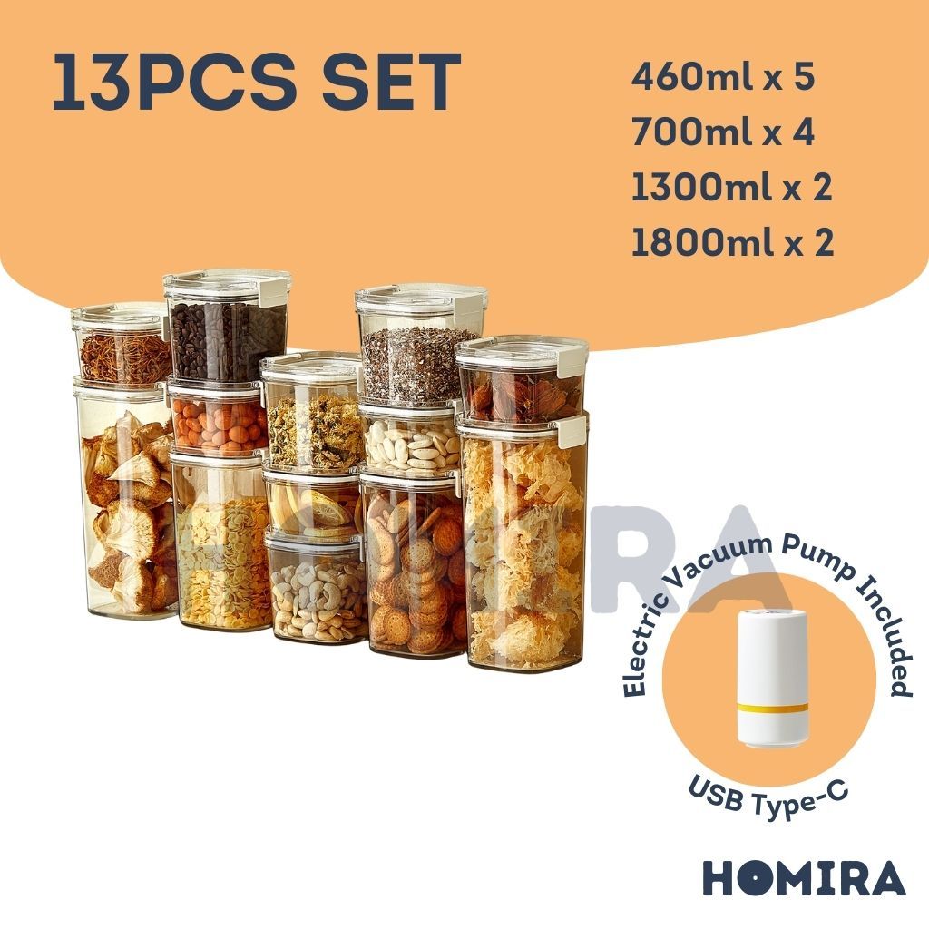 Homira Vacuum Seal Compress Food Container for Dry Food Storage SET