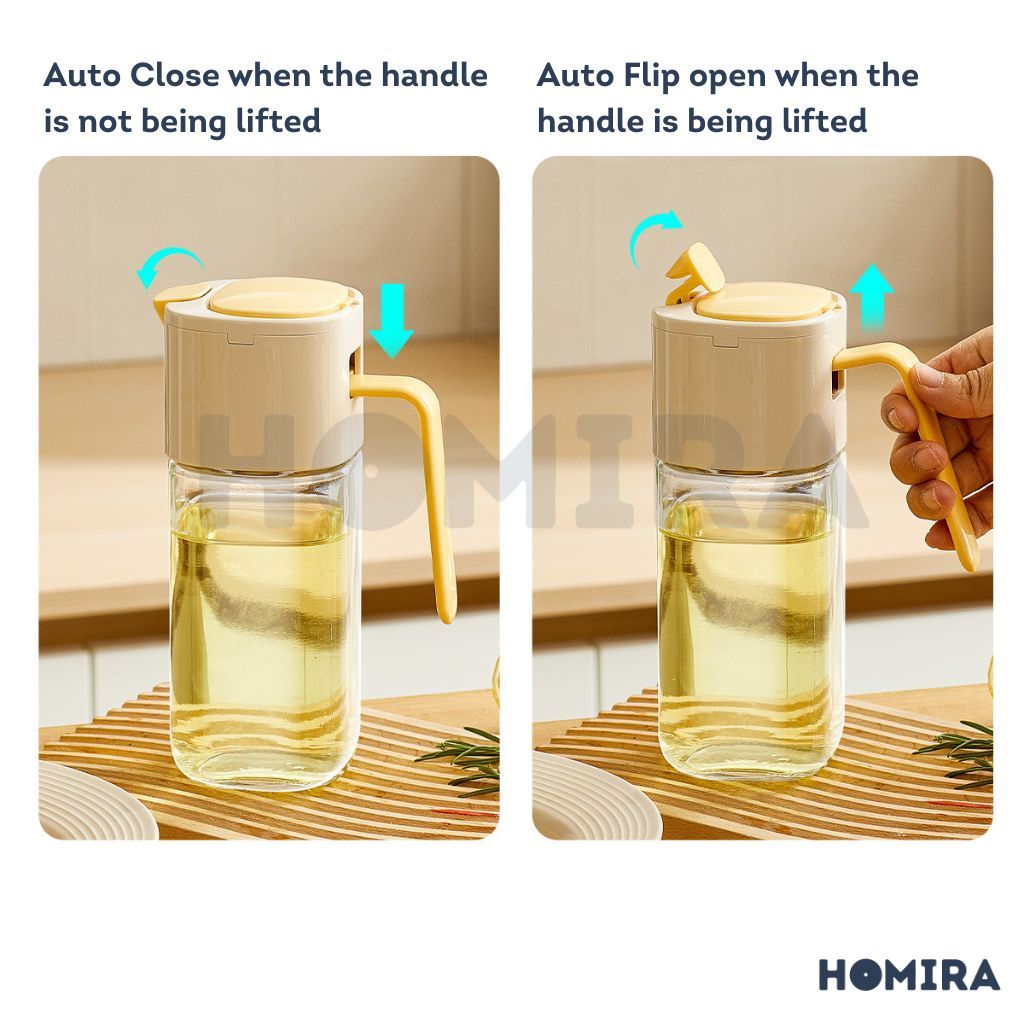 Homira Cooking Oil Glass Dispenser 500ml Auto Flip