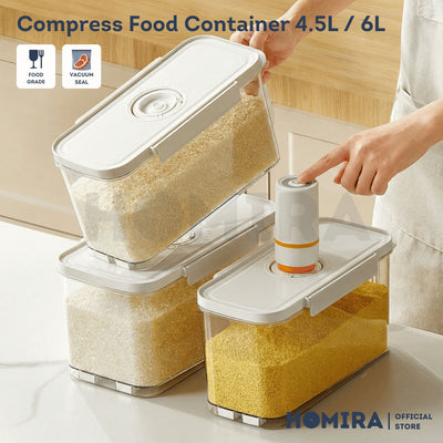 Homira Compress Vacuum Rice Container Airtight Food Storage 4.5L / 6L