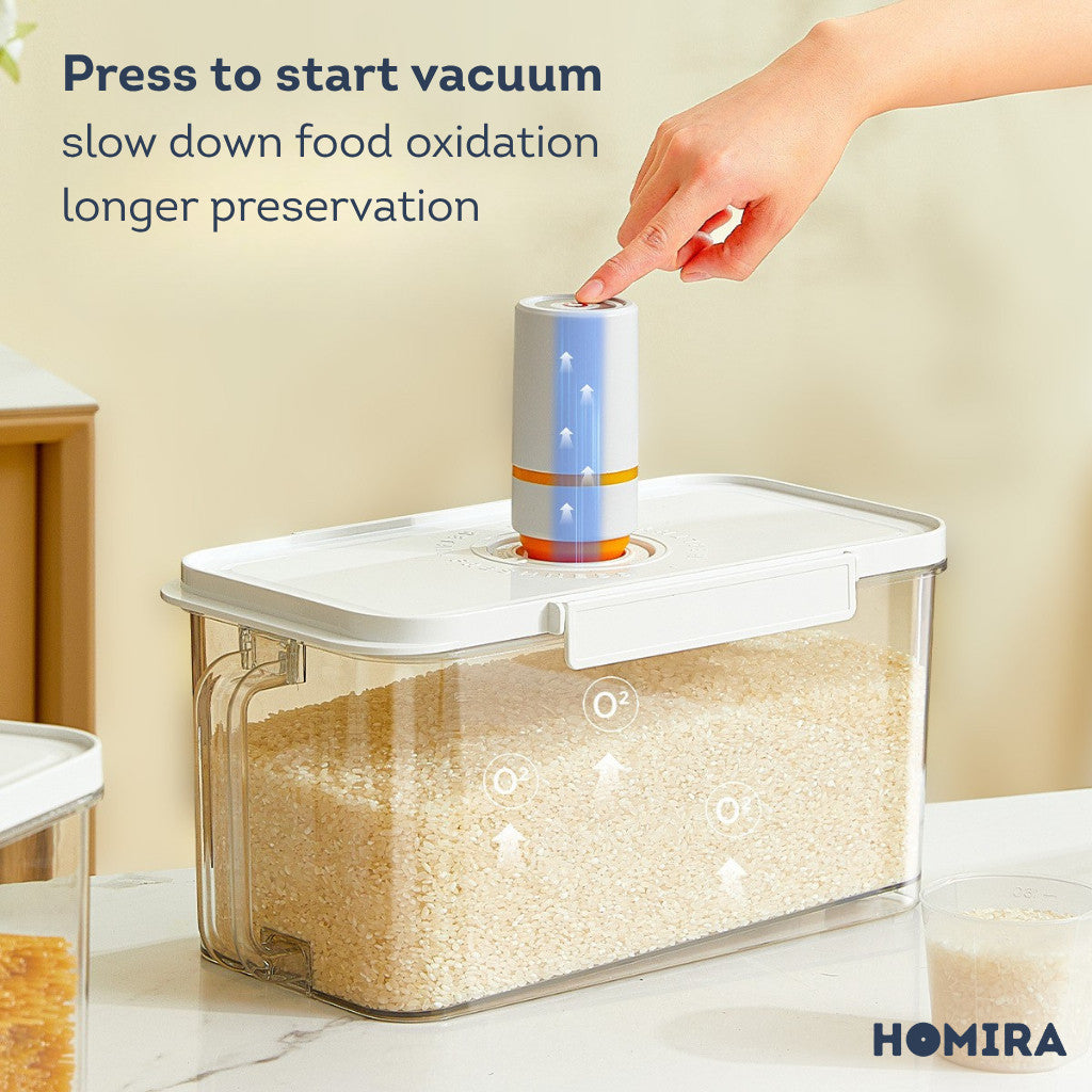 HOMIRA Compress Vacuum Rice Container Airtight Food Storage (4.5L/6L)