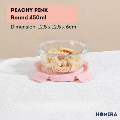 HOMIRA Summer Series Borosilicate Glass Food Container Lunch Box (450ml-940ml)