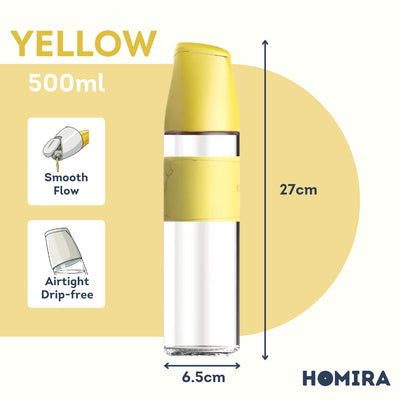 HOMIRA Seasoning & Oil Dispenser Glass Bottle with Auto Flip - 500ml
