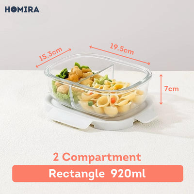 HOMIRA Sunset Grey Series Glass Food Container (640ml-940ml)