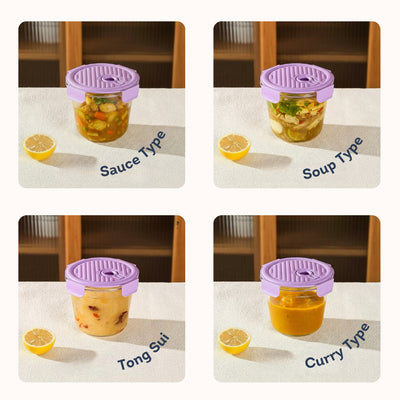 HOMIRA Round Tall Borosilicate Glass Food Container with Vent Lid - 720ml