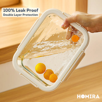 HOMIRA Signature Series Borosilicate Glass Food Container (450ml-2600ml)