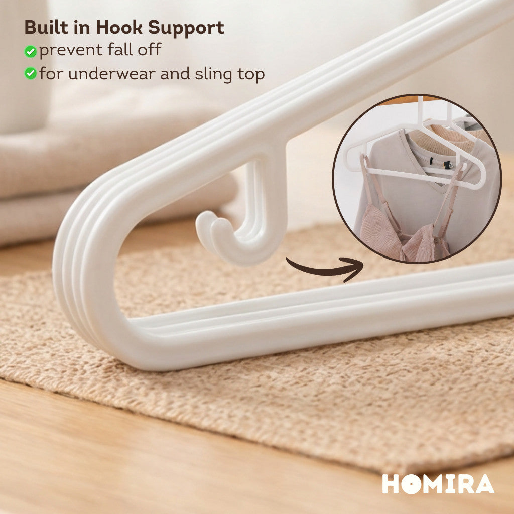 HOMIRA Standard Plastic Clothes Hanger Non-slip Durable (12 Pcs/Set)