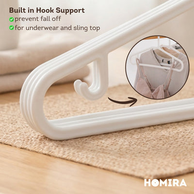 HOMIRA Standard Plastic Clothes Hanger Non-slip Durable (12 Pcs/Set)