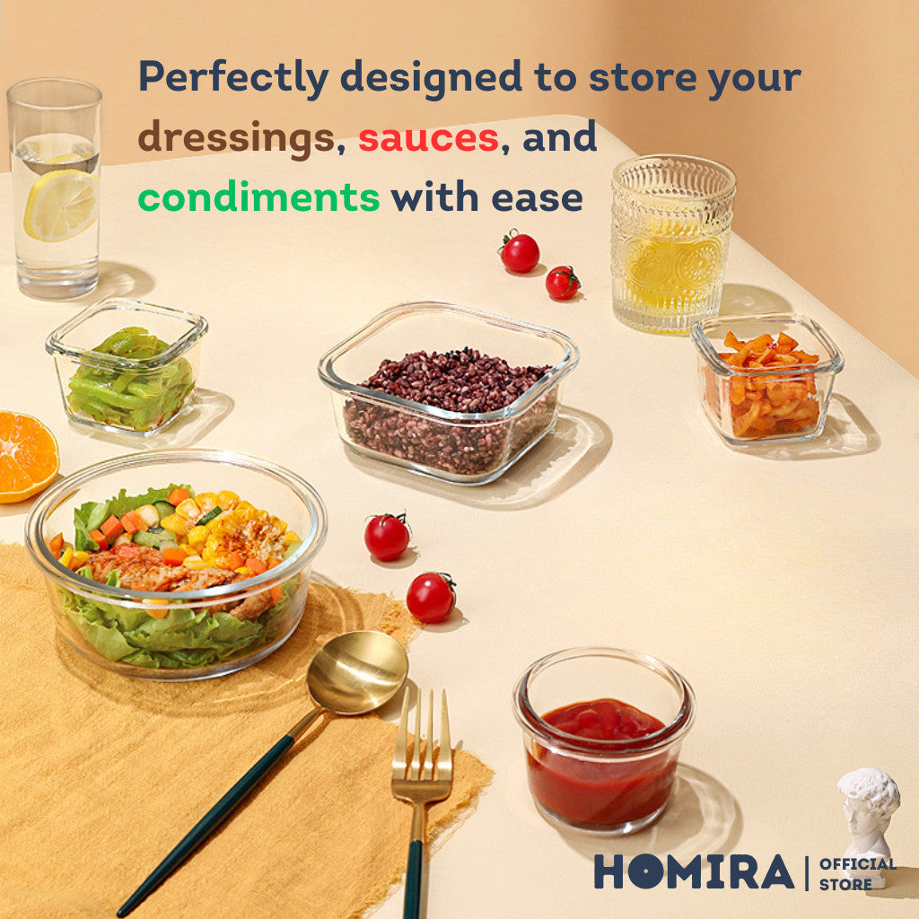 HOMIRA Classic Mini Glass Baby Food Container (130ml - 450ml)