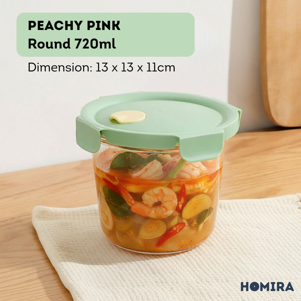 HOMIRA Summer Series Borosilicate Glass Food Container Lunch Box (450ml-940ml)