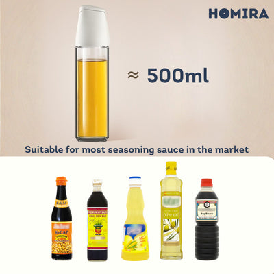 HOMIRA Seasoning & Oil Dispenser Glass Bottle with Auto Flip - 500ml