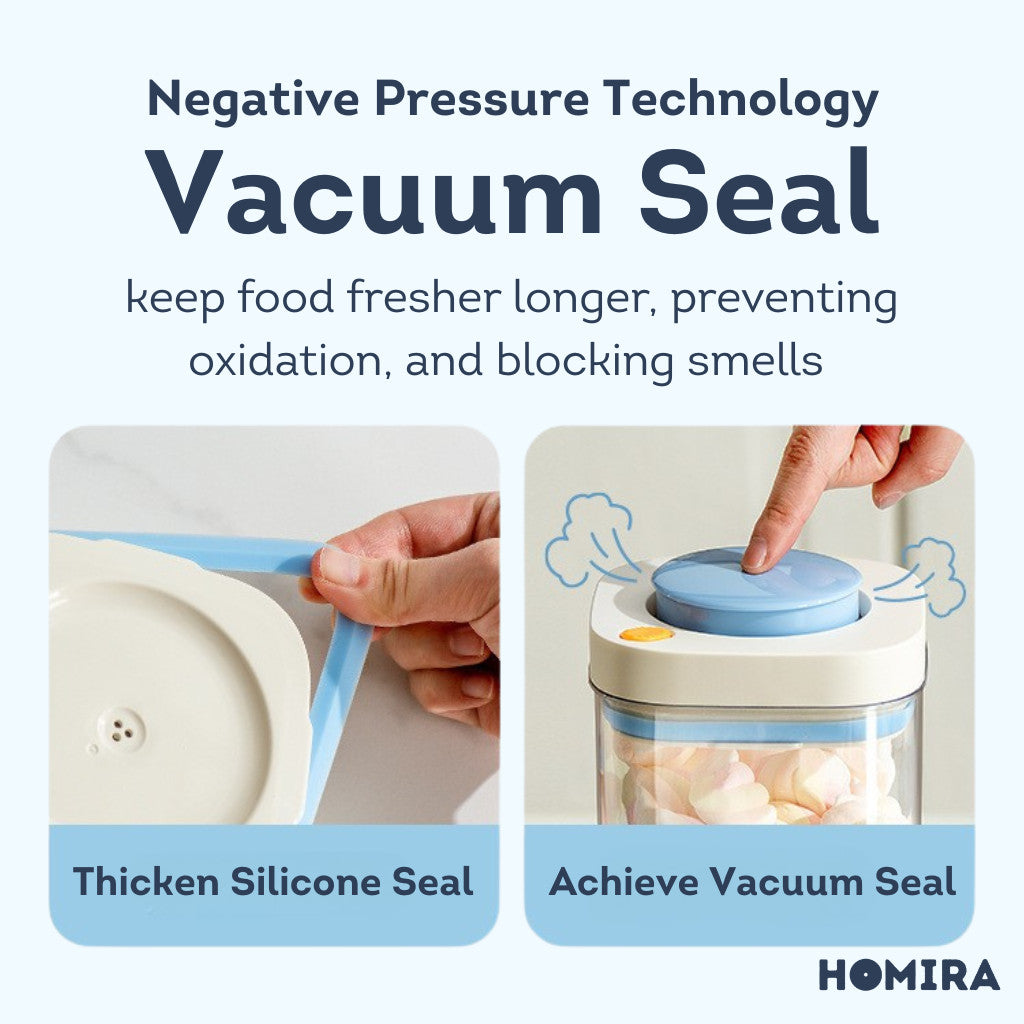 HOMIRA Press-Type Push Button Airtight Food Canister (380ml / 1100ml / 1800ml)