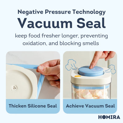 HOMIRA Press-Type Push Button Airtight Food Canister (380ml / 1100ml / 1800ml)
