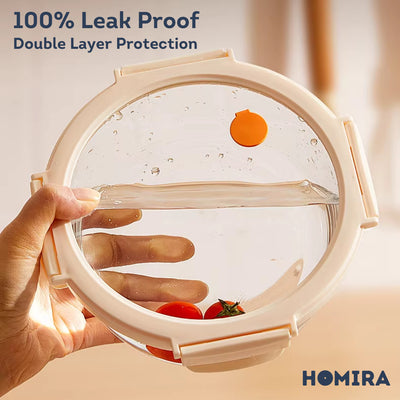 HOMIRA Signature Series Round Borosilicate Glass Food Container (520ml)