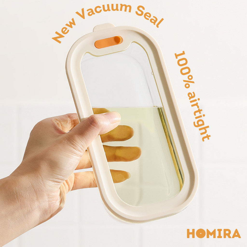 HOMIRA Timeless Series Square Borosilicate Glass Food Container (1370ml x 2 Pcs)