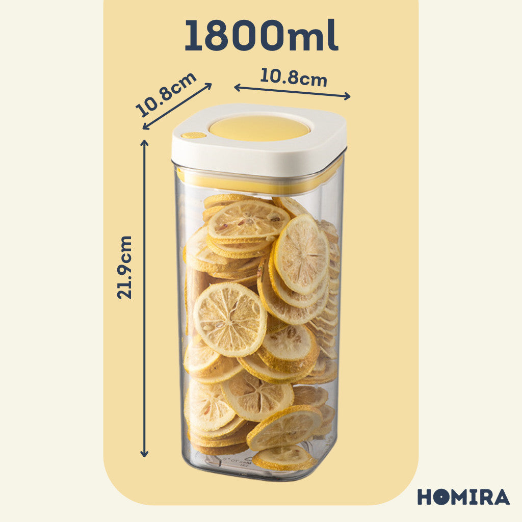 HOMIRA Press-Type Push Button Airtight Food Canister (380ml / 1100ml / 1800ml)
