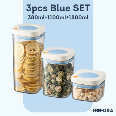 HOMIRA Press-Type Push Button Airtight Food Canister (380ml / 1100ml / 1800ml)