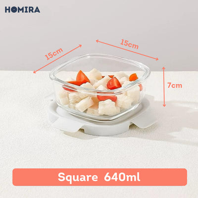 HOMIRA Sunset Grey Series Glass Food Container (640ml-940ml)