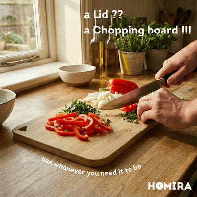 HOMIRA Bakeware Glass Tray with Wooden Lid Display Set(1L/1.6L/2.2L/3L)