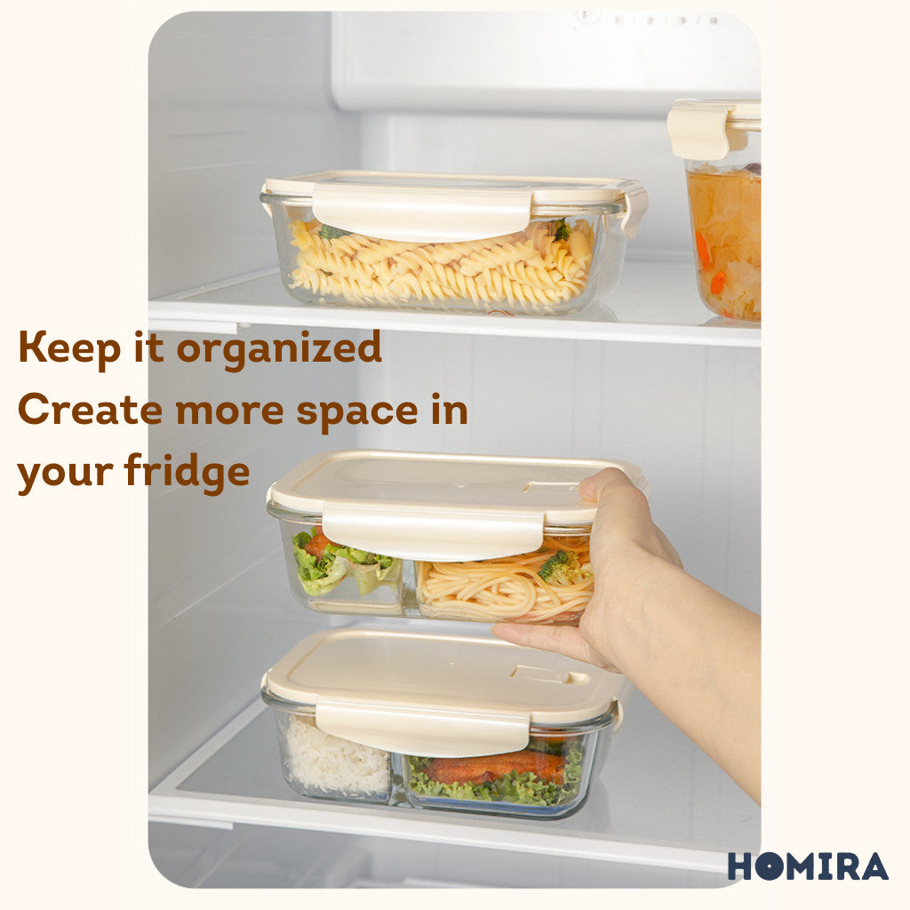 HOMIRA Buttercream Series Round Borosilicate Glass Food Container (450ml-1100ml)
