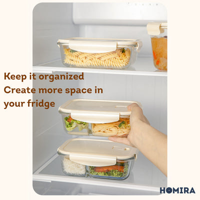 HOMIRA Buttercream Series Round Borosilicate Glass Food Container (450ml-1100ml)