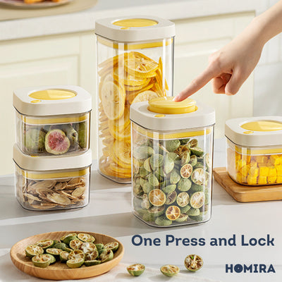 HOMIRA Press-Type Push Button Airtight Food Canister (380ml / 1100ml / 1800ml)