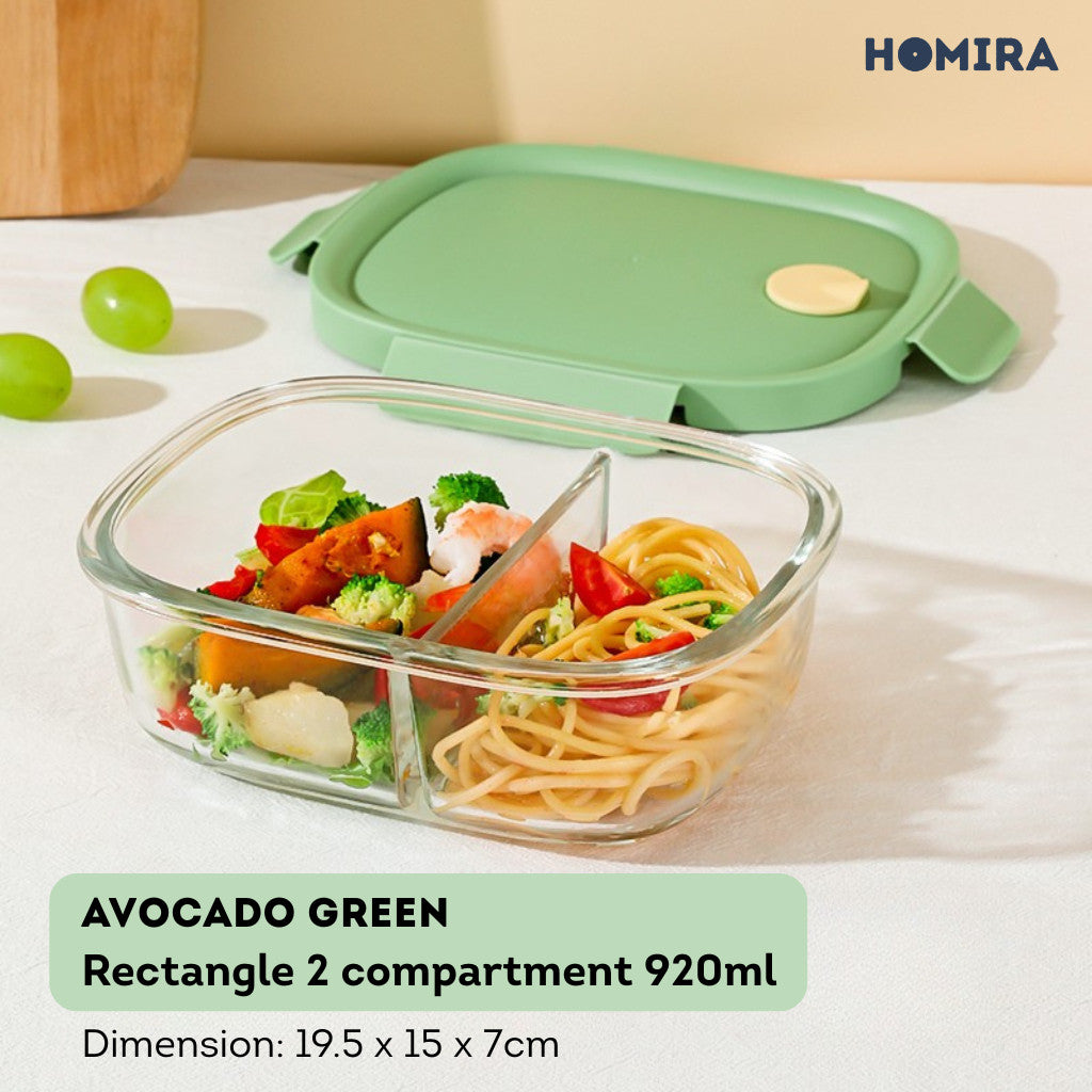 HOMIRA Summer Series Borosilicate Glass Food Container Lunch Box (450ml-940ml)