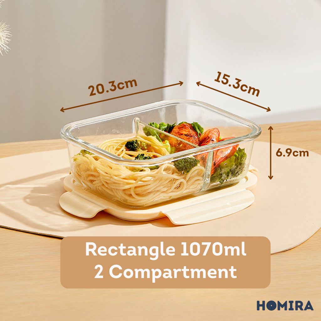 HOMIRA Buttercream Series Round Borosilicate Glass Food Container (450ml-1100ml)