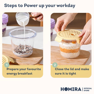 HOMIRA Round Tall Borosilicate Glass Food Container with Vent Lid - 720ml
