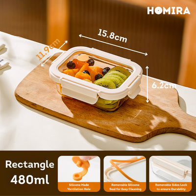 HOMIRA Signature Series Borosilicate Glass Food Container (450ml-2600ml)