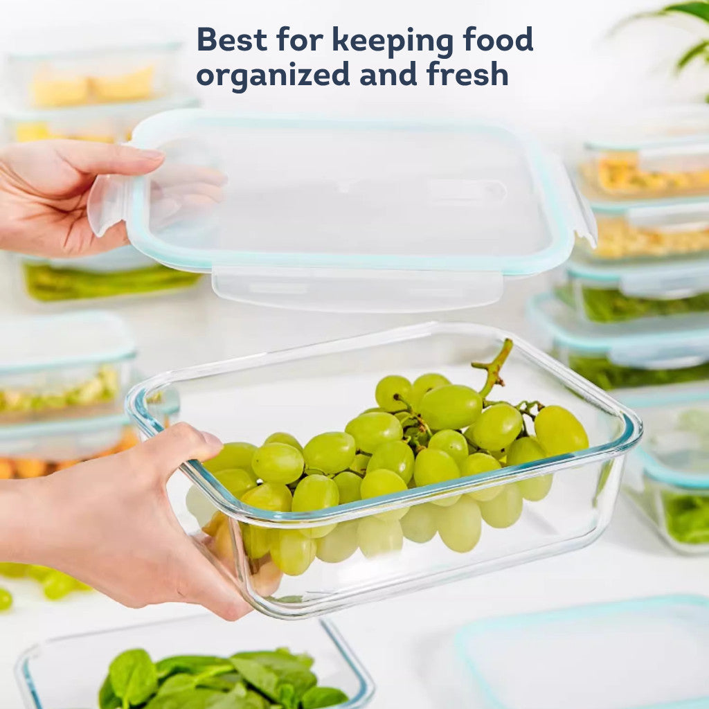 HOMIRA Classic Series Borosilicate Glass Rectangle Food Container (700ml/1100ml/1520ml/2260ml)