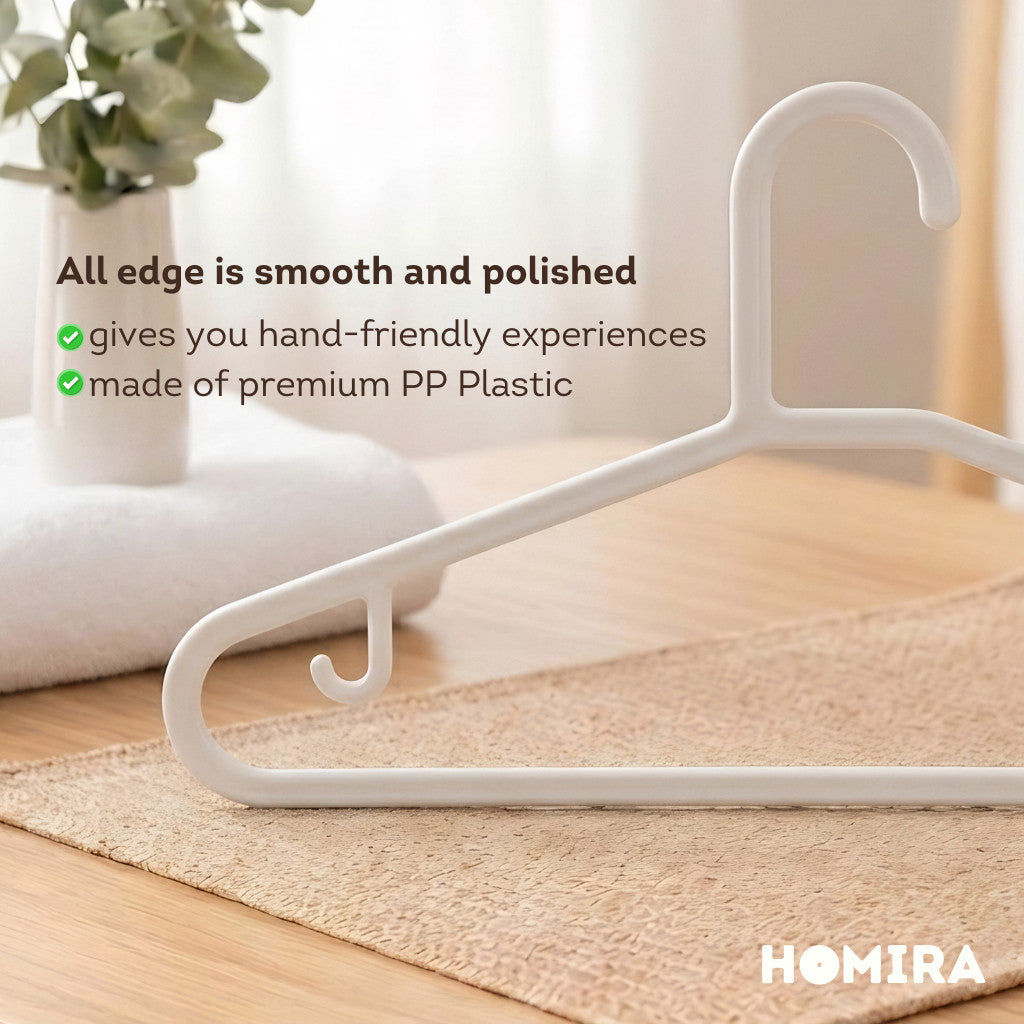 HOMIRA Standard Plastic Clothes Hanger Non-slip Durable (12 Pcs/Set)
