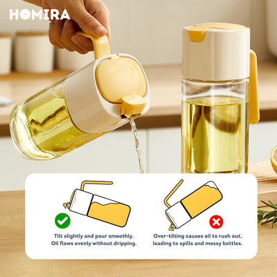 HOMIRA Cooking Oil Glass Dispenser Auto Flip (500ml)