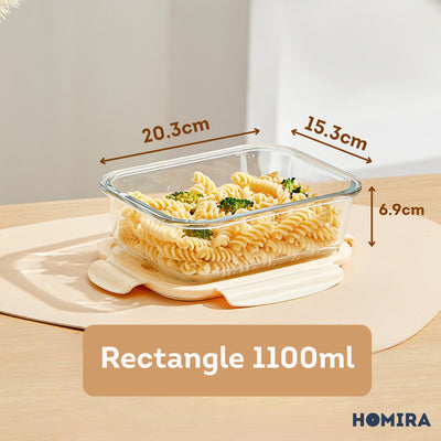HOMIRA Buttercream Series Round Borosilicate Glass Food Container (450ml-1100ml)