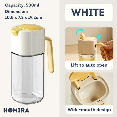HOMIRA Cooking Oil Glass Dispenser Auto Flip (500ml)