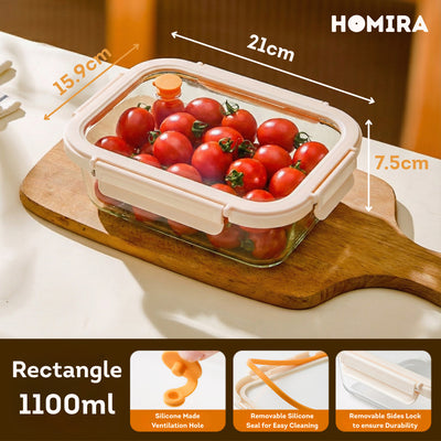 HOMIRA Signature Series Borosilicate Glass Food Container (450ml-2600ml)