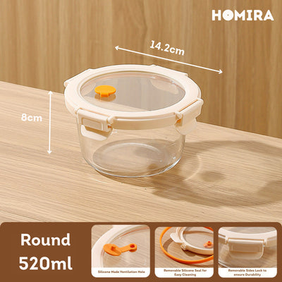 HOMIRA Signature Series Borosilicate Glass Food Container (450ml-2600ml)