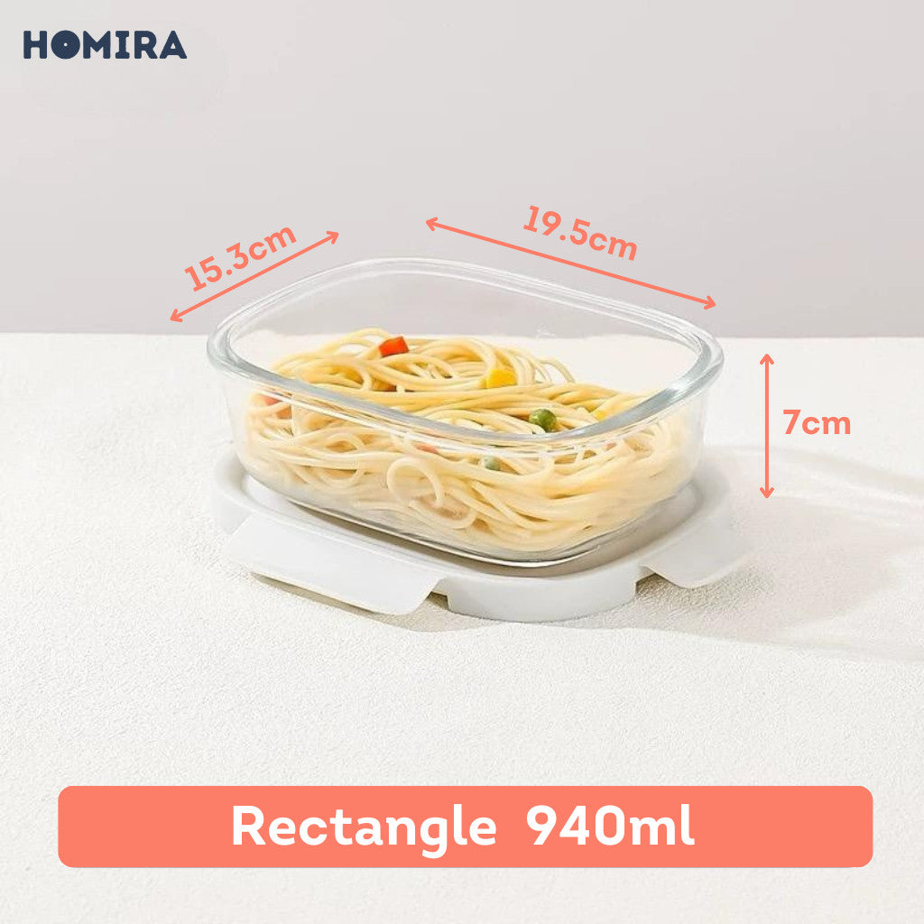 HOMIRA Sunset Grey Series Glass Food Container (640ml-940ml)
