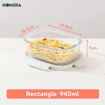 HOMIRA Sunset Grey Series Glass Food Container (640ml-940ml)