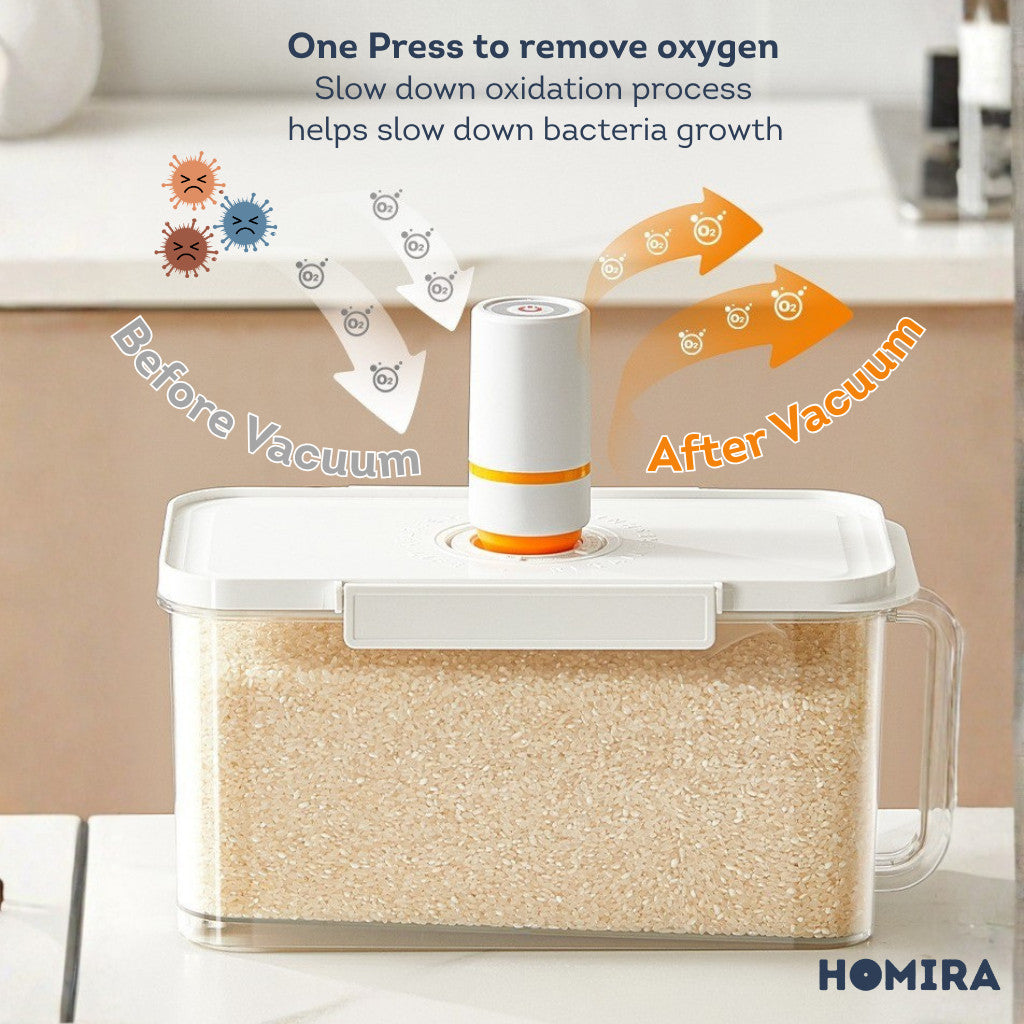 HOMIRA Compress Vacuum Rice Container Airtight Food Storage (4.5L/6L)