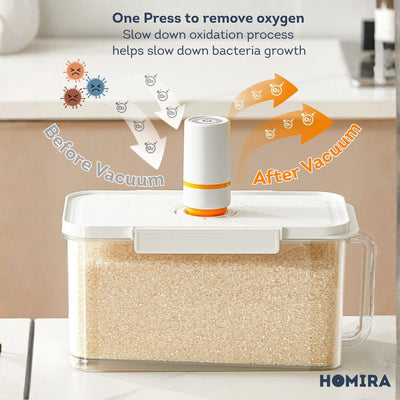 HOMIRA Compress Vacuum Rice Container Airtight Food Storage (4.5L/6L)