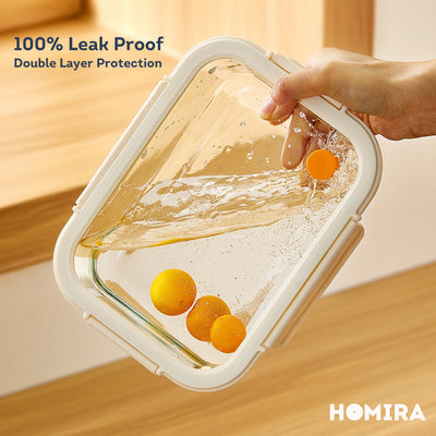 HOMIRA Signature Series Giant Rectangle Borosilicate Glass Food Container (1520ml-2600ml)