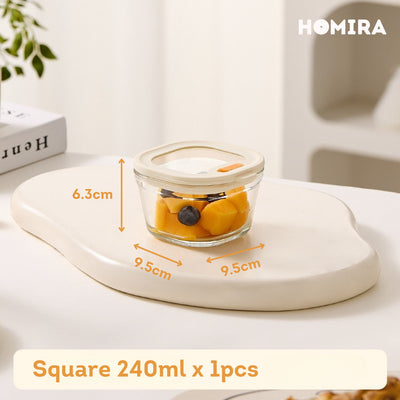 HOMIRA Timeless Series Borosilicate Glass Food Container (240ml/560ml/1370ml)