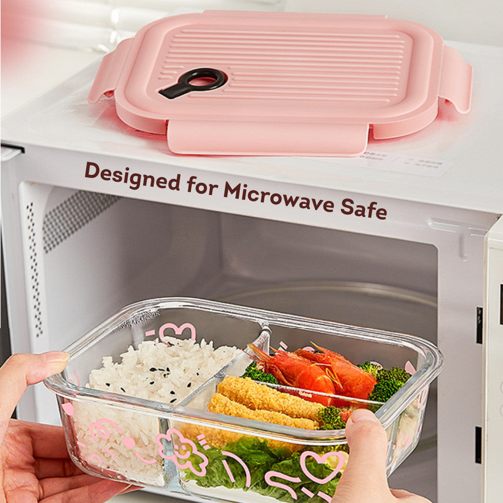 HOMIRA Lovey Cloud Series Glass Lunch Box & Insulated Bag Set (450ml - 1100ml)