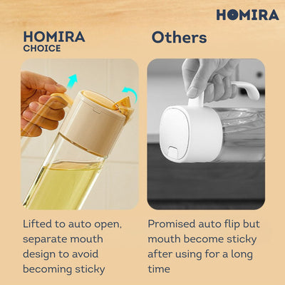 HOMIRA Cooking Oil Glass Dispenser Auto Flip (500ml)