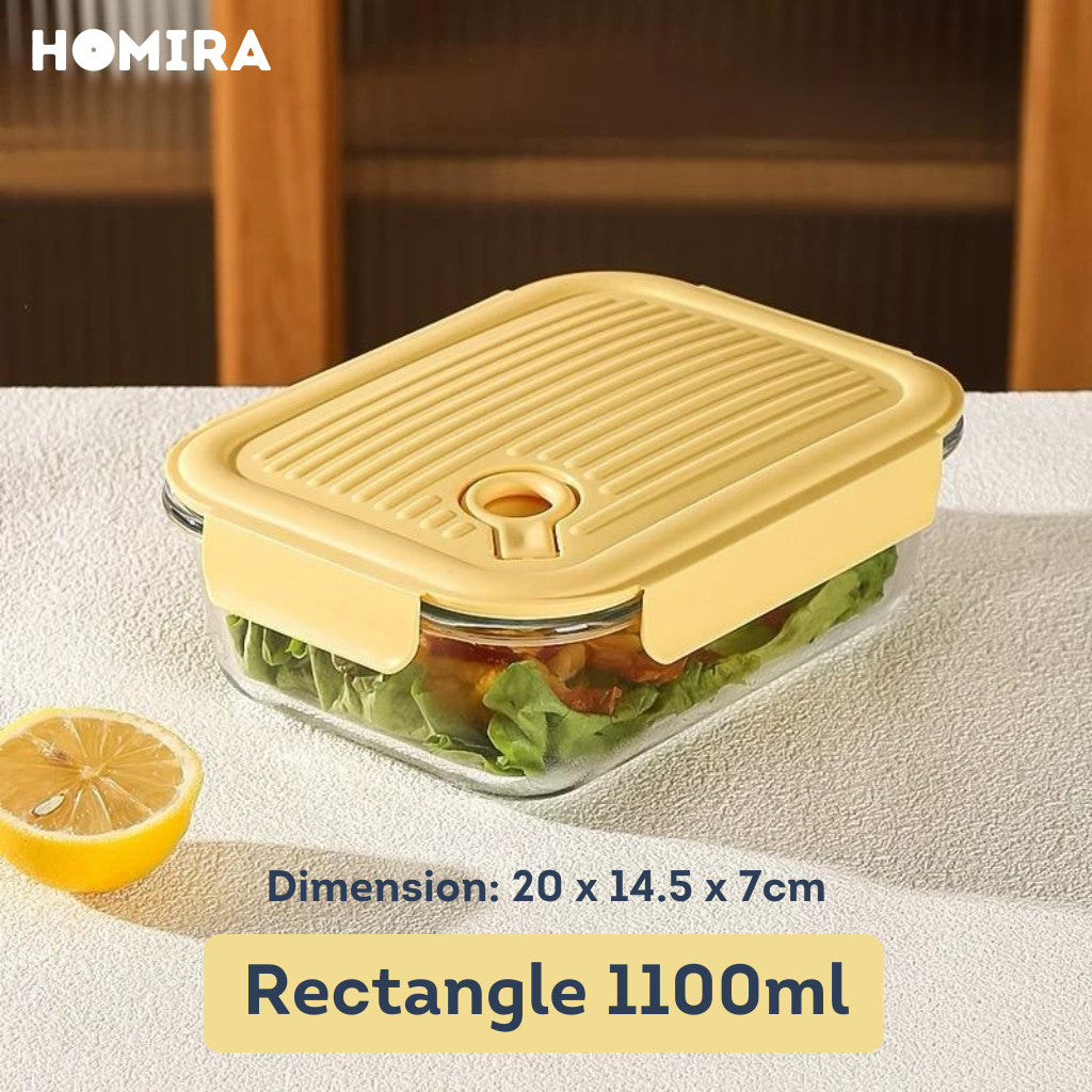 HOMIRA Floral Blossom Series Borosilicate Glass Food Container (450ml-1100ml)