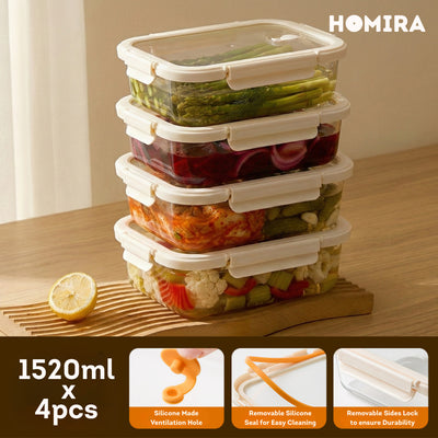 HOMIRA Signature Series Giant Rectangle Borosilicate Glass Food Container (1520ml-2600ml)