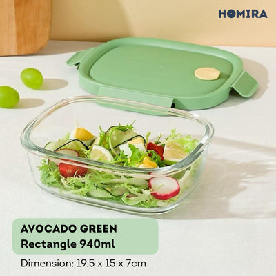 HOMIRA Summer Series Borosilicate Glass Food Container Lunch Box (450ml-940ml)