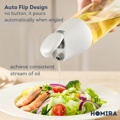 HOMIRA Seasoning & Oil Dispenser Glass Bottle with Auto Flip - 500ml