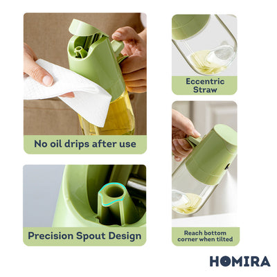 HOMIRA Spray & Auto Flip Oil Dispenser (300ml/500ml)